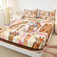 thumbnail image 4 of Castle Fairy Watercolor Collage Giraffe Bed Sheets 4-Piece for Boys,Rainbow Daisy Butterfly Full Size Sheets,Brown Pink White,1 Fitted Sheet, 1 Flat Sheet and 2 Pillowcases, 4 of 6