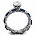 thumbnail image 3 of Blue Sapphire Diamond Bridal Ring Set, Solitaire Diamond Ring With Matching Sapphire Band, Bridal Wedding Ring Set, 14K White Gold Plated, 2.6 Ct Simulated Diamond And Blue Sapphire, 3 of 4