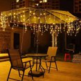 thumbnail image 6 of LED Icicle Curtain String Lights 120 Bulbs | Warm White, 400cm | 8 Modes, Cascade Design | Waterproof, Indoor Outdoor Holiday Decor | Energy-Efficient | 1 Set, 6 of 8