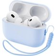 thumbnail image 1 of Yanonmyfd Funda Silicona para AirPods Pro 2 (2022/2023), Estuche de Silicona Líquida para AirPods Pro 2.ª con Cordón, LED Frontal Visible y Compatible con USB-L/USB-C - Negro,Azul Pastel, 1 of 27