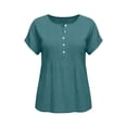 thumbnail image 6 of Dpjklzsn Women's Pintuck Short Sleeve Blouse, Half Button Crewneck Shirt with Pleated Front for Casual Summer Wear, 6 of 10