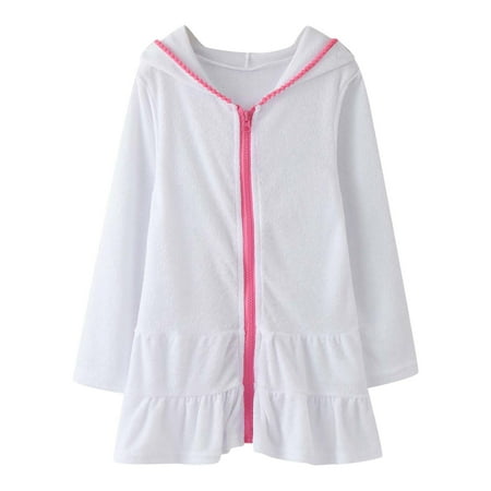 

Summer Princess Dress For Girls Child Girls Swim Cover Up Kids Swimsuit Coverup Zip Up Beach Bathing Suit Hooded Absorbent Bathrobe Beach Dress Sundress For Spring Summer