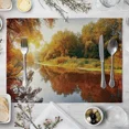 thumbnail image 6 of 2024 Placemat Yellow Forest in Autumn Pattern Linen Fabric Table Mats Family Dinner Tableware Kitchen Table Mat, 6 of 7