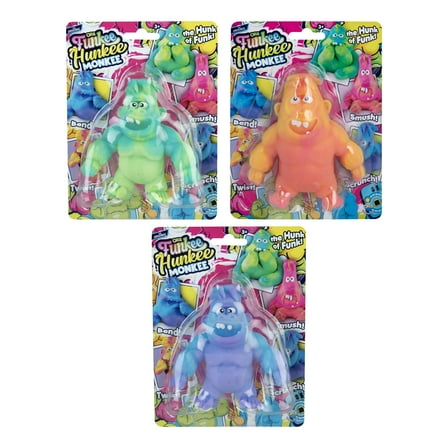 ORB MEGA Hunkee Funkee Monkee Squishy Monkey 3 Pack - Funny, Squishy, Stretchy Hunky Bigfoot Monkeys - Squeeze for Stress Relief - Collectible Splat Monkey Fidget Toys for Kids and Adults - Fun Gifts
