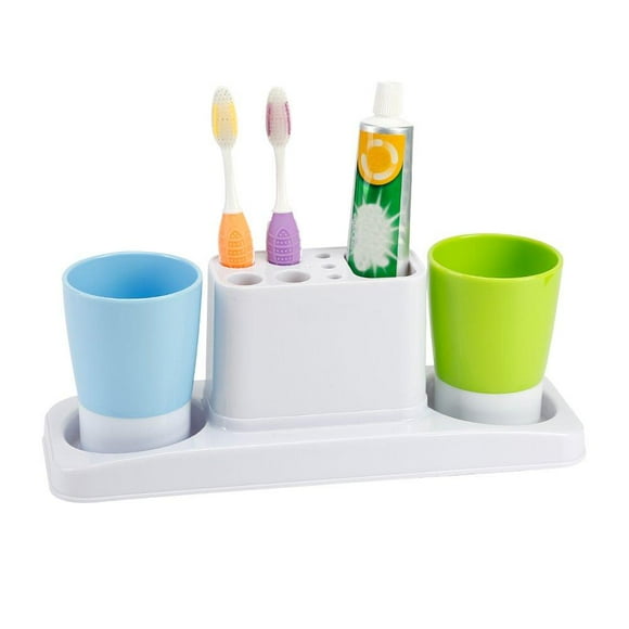 Eslite Bathroom Toothbrush Toothpaste Stand Organizer Plastic Storage Rack Set Blue+green