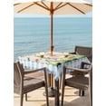 thumbnail image 2 of Outdoor Tablecloth with Umbrella Hole and Zipper, Happy Easter Bunny Square Table Cloth 54x54 Inch Waterproof Tablecloth, Spring Floral Burlap Blue Plaid Picnic Table Cover for Patio Camping, 2 of 7