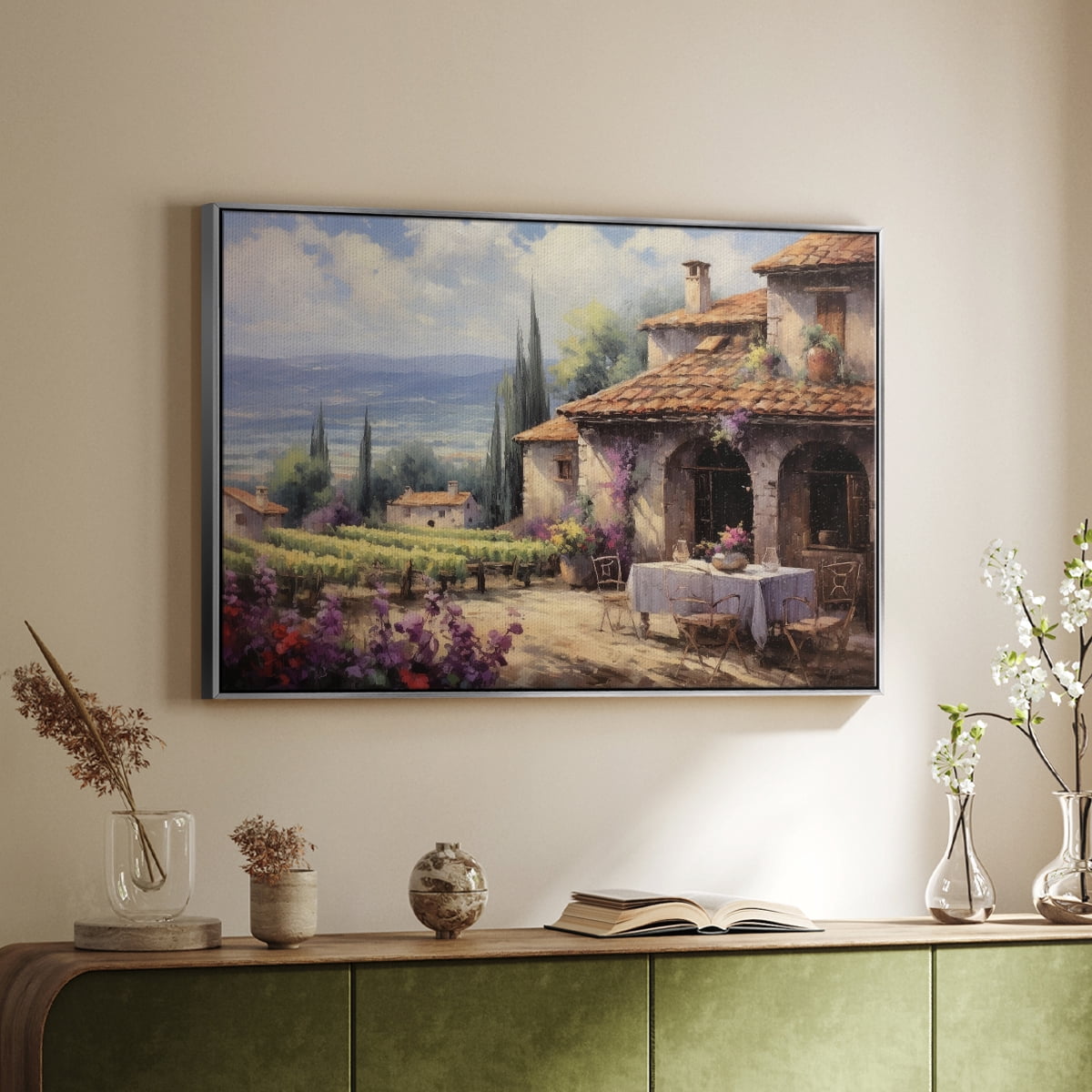 Vintage Landscape-CCLIII By Wexford Home Framed in Silver Wood Gallery Wrapped Canvas 27 in. x 41 in.