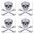 thumbnail image 1 of Grey Coaster Set of 4, Vivid Skull and Crossed Bones Dangerous Scary Dead Skeleton Evil Face Halloween Theme, Square Hardboard Gloss Coasters, Standard Size, Dimgray, by Ambesonne, 1 of 2
