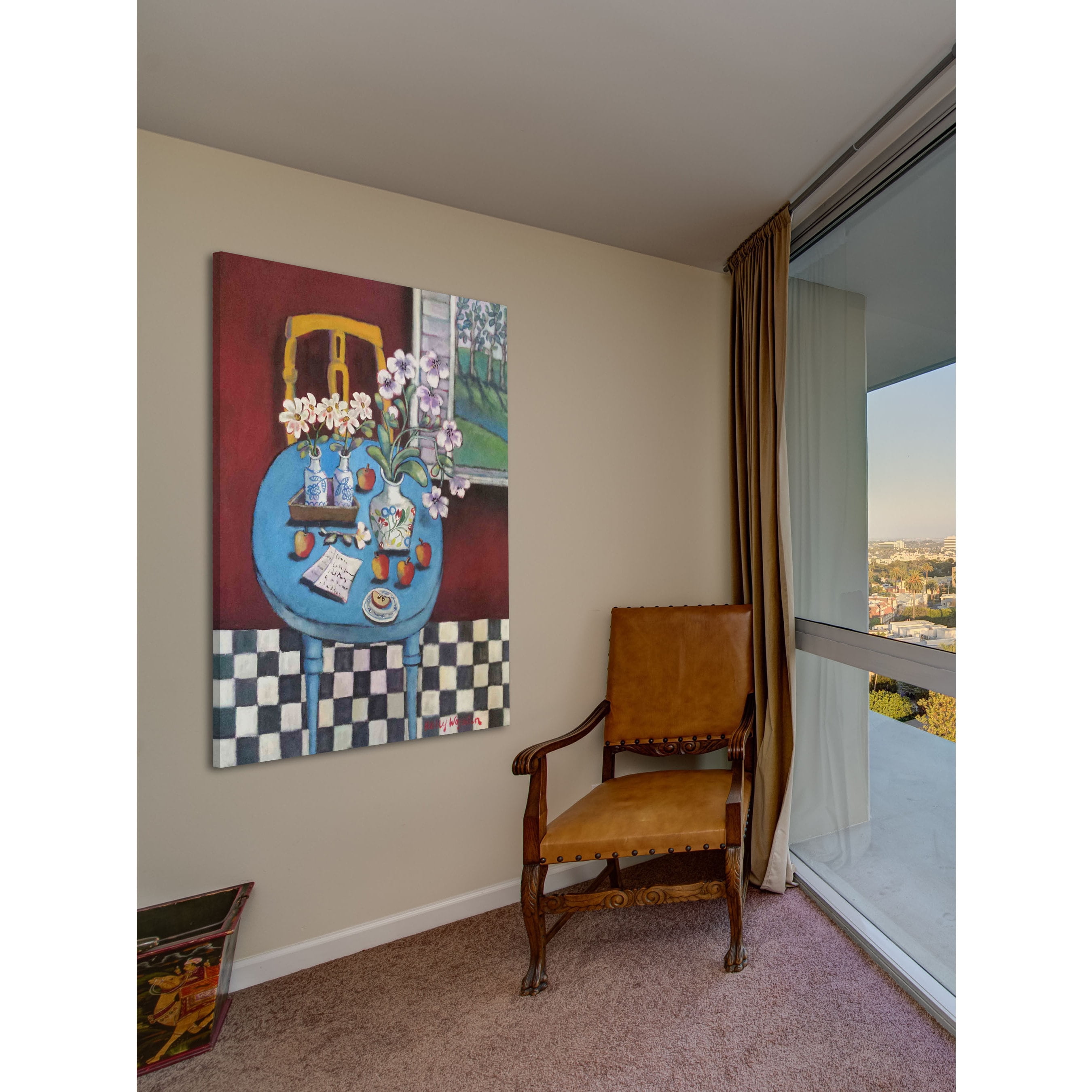 Marmont Hill "La Table En Bleu" Painting Print on Canvas