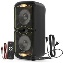 Dolphin Dual 12" Rechargeable Portable Party Speaker with LED Lights, Wireless PA System, Deep Bass, and 5-Band Equalizer