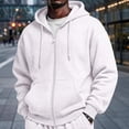 thumbnail image 7 of Hsovts Men's Hoodies Unisex Running Outfits Casual Zip UpSolid Color Long Sleeve Drawstring Pullover Hooded Sweatshirt White S, 7 of 7
