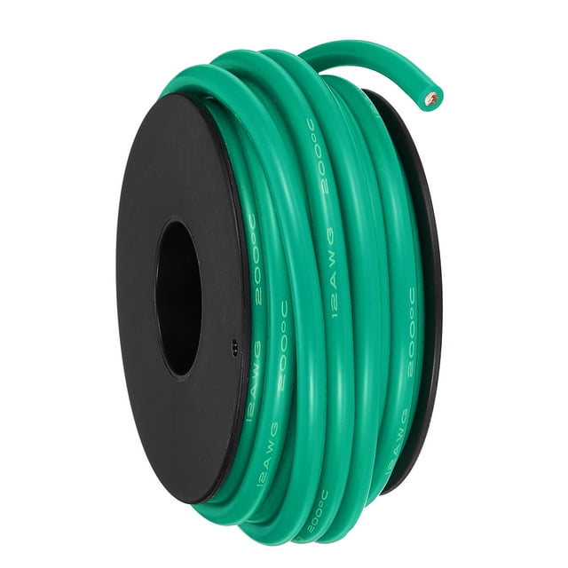 Uxcell 12 AWG Cable de Silicona Flexible 6m/20ft Cable Eléctrico de Cobre Estañado Verde