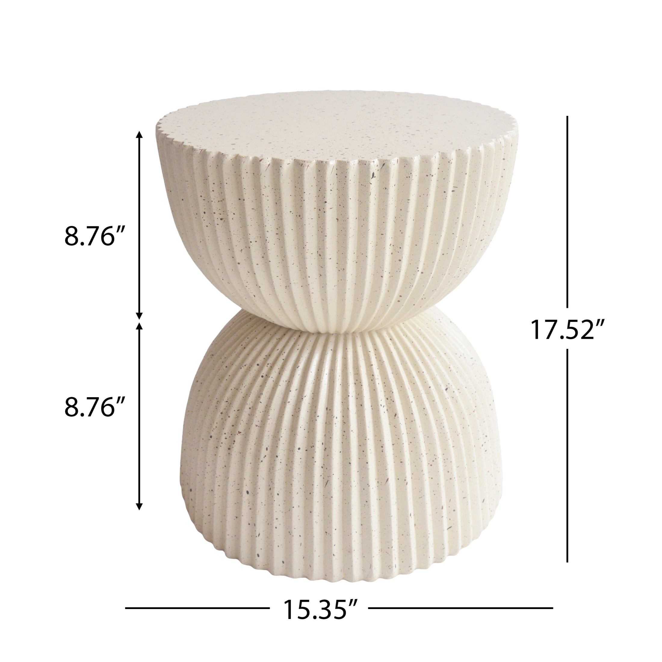 Christopher Knight Home 15.35" Modern Ribbed Hourglass MGO Side Table, Outdoor Indoor Use, Beige