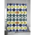 thumbnail image 5 of Modernism Shower Curtain Set ，Waterproof Fabric Shower Curtains Yellow Blue Color Block Pattern Shower Curtains for Bathroom,Bathroom Decor 72"x84", 5 of 6