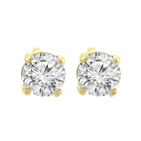 1/10 ct tw Small Four Prong Diamond Stud Earrings 14K Yellow Gold