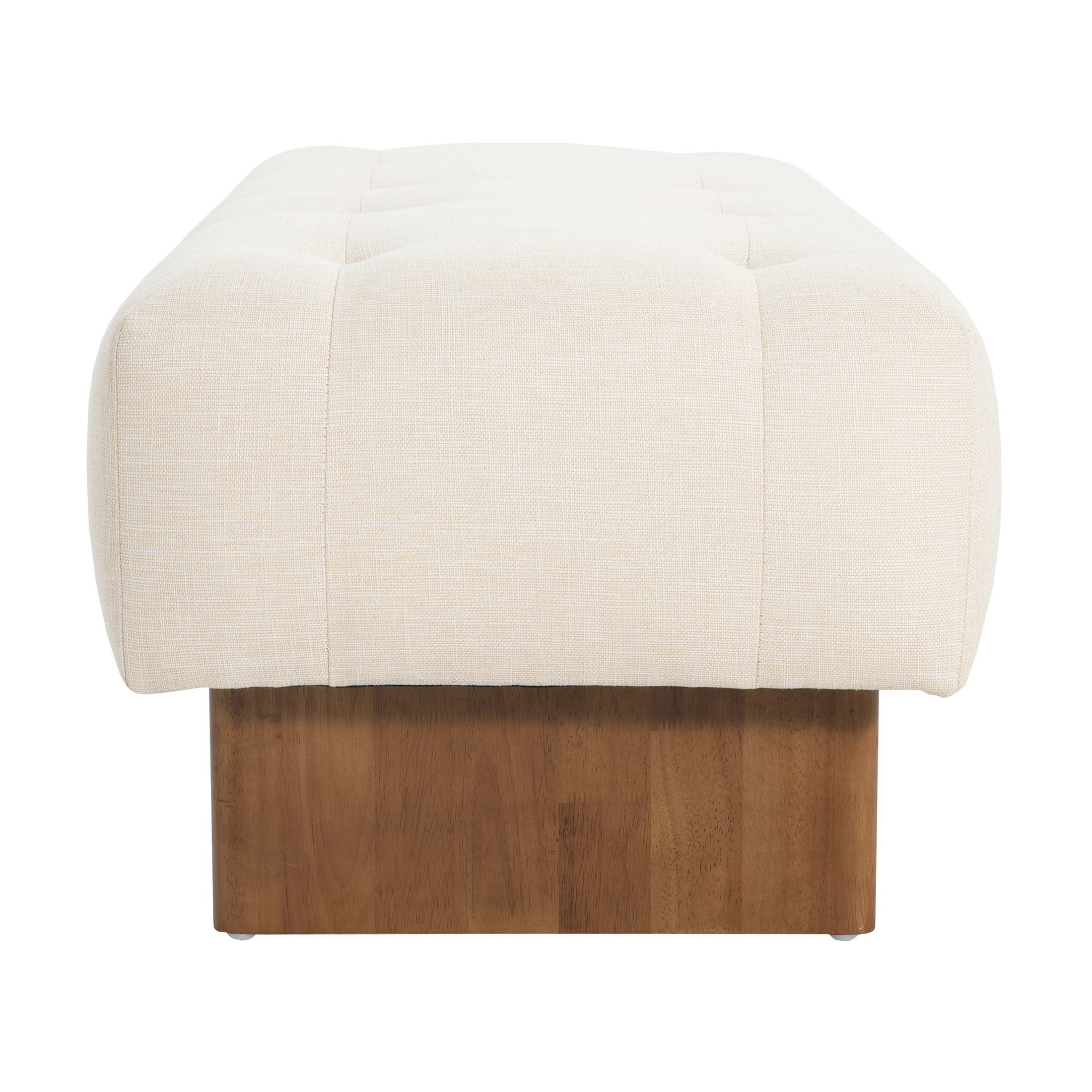 Christopher Knight Home 49.75" Rectangular Tufted Ottoman Bench, Upholstered Linen Fabric, Beige