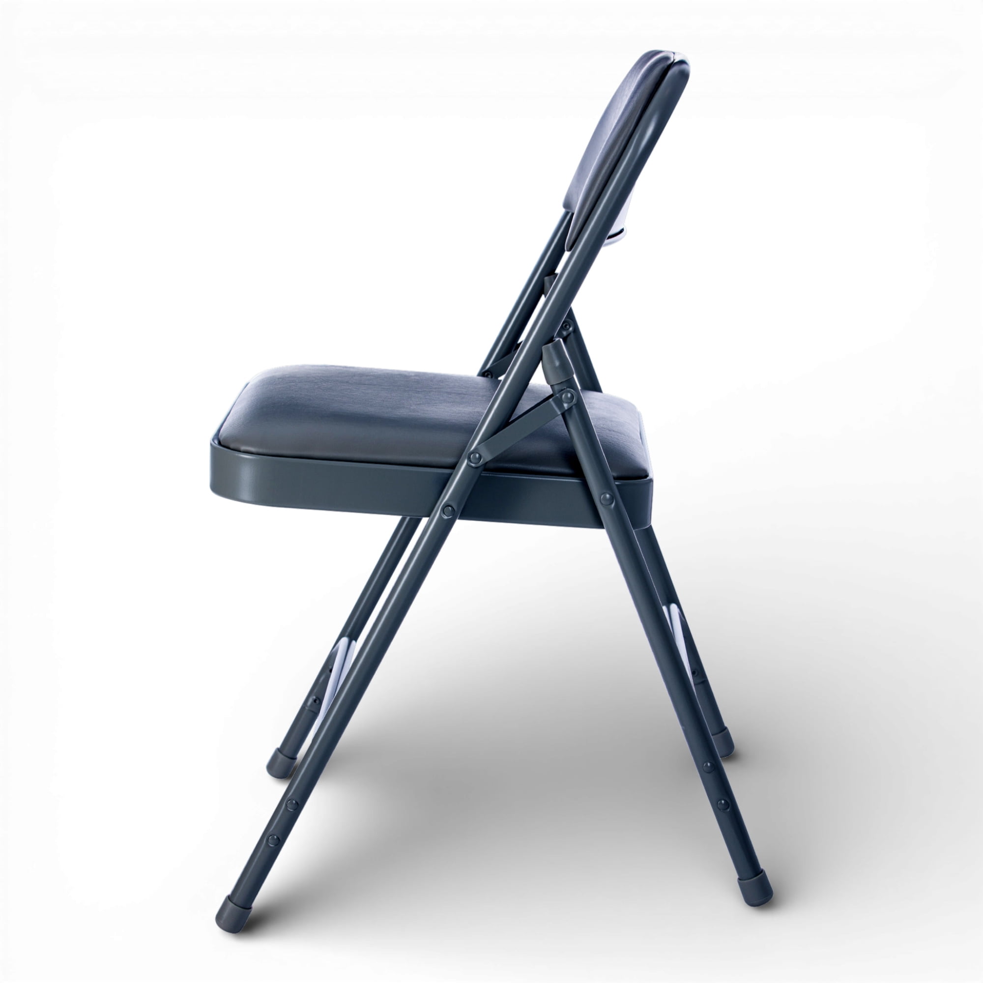 Hampden Furnishings Bernadine Collection Vinyl Folding Chair, Midnight Blue, Pack of 4