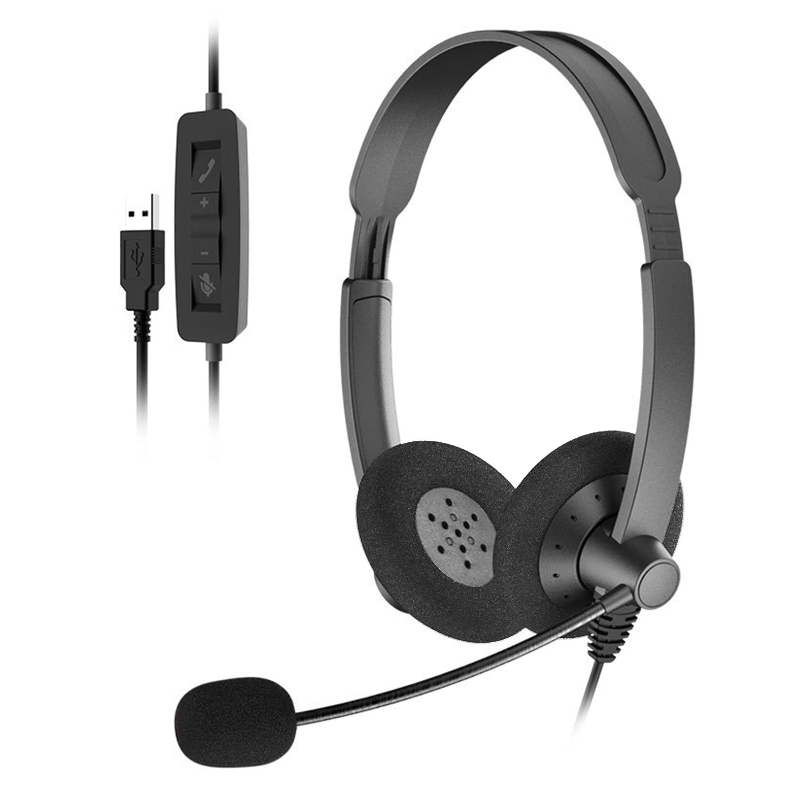 USB Headset with Microphone Hi-fi Stereo Computer Headphone with Noise Cancelling & in-line Call Controls Ultra Comfort 3.5mm Wired Headset for Skype Webinar Home Office 