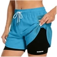 thumbnail image 3 of Zedker 2026 Women's 2 in 1 Running Shorts for Gym Yoga Workout Athletic Shorts High-Waisted Shorts with Liner Pockets Navy M, 3 of 10
