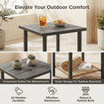 thumbnail image 4 of Deersky Outdoor Side Table, 17.7" Square Patio End Table with Lower Wicker Shelf, All-Weather Metal Frame Accent Table for Porch, Balcony, Backyard, Black, 4 of 8