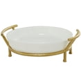 thumbnail image 5 of CosmoLiving by Cosmopolitan 19" x 6" White Glass Kitchen Serving Bowl with Gold Metal Stand, 1-Piece, 5 of 8