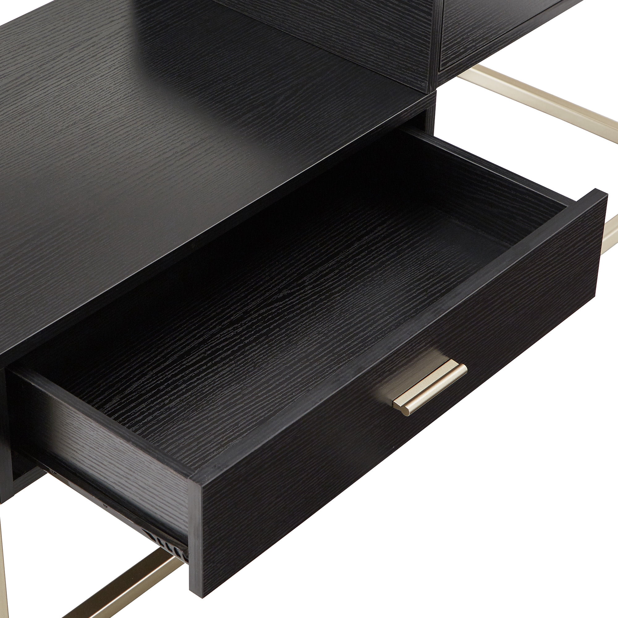 Weston Home Cava Metal and Wood Rectangular Console Table with Storage, Champagne Silver Finish