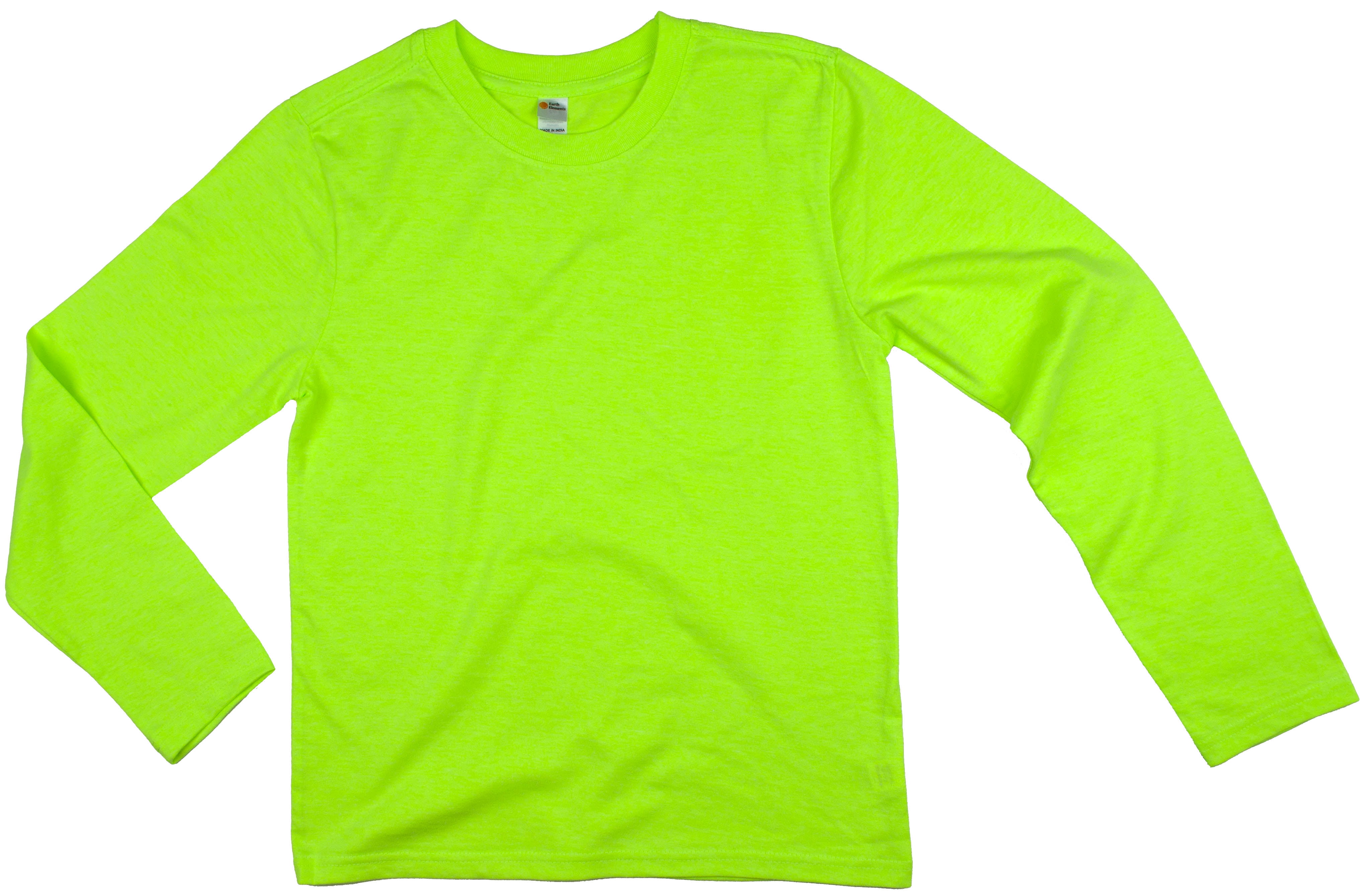 Big Kid's (Youth) Long Sleeve T-Shirt Small Neon Green - Walmart.com