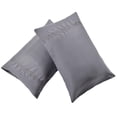 thumbnail image 1 of Fundas de almohada a prueba de polvo de poliéster transpirable para aliviar las alergias, tamaño Queen, color gris, paquete de 2, 1 of 7