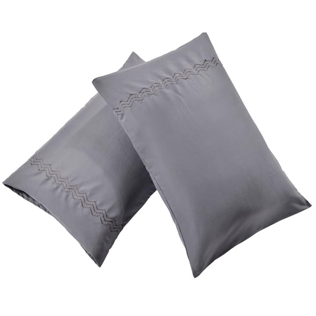 Fundas de almohada a prueba de polvo de poliéster transpirable para aliviar las alergias, tamaño Queen, color gris, paquete de 2