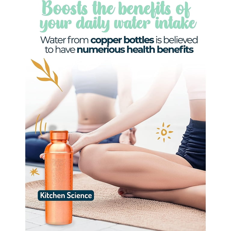 Kitchen Science 100% Pure Copper Leak-Proof Water Bottle & Sleeve