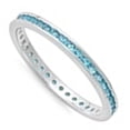thumbnail image 4 of CHOOSE YOUR COLOR Eternity Blue Simulated Sapphire Ring .925 Sterling Silver Band CZ Female Size 8, 4 of 4