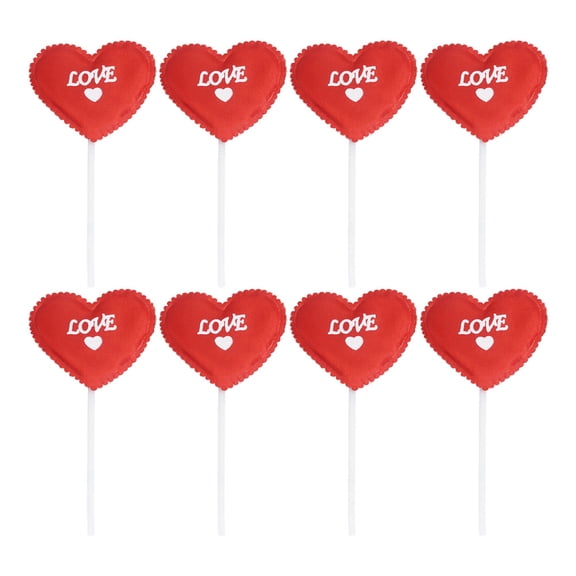 BESTYASH 24Pcs Red Party Cake Picks Heart Shaped Dessert Toppers for Cake Decoration
