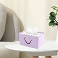 thumbnail image 4 of AuroraX Modern Tissue Box Cover Rectangle Cute Funny Purple Facial Tissue Box Holder Decorative Face With Wavy Edges Paper Organizer Dispenser for Living Room,Office,Bathroom Decor, 4 of 6