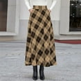 thumbnail image 2 of larppty Womens Plaid Skirts Elastic Waist A-Line Pleated Tartan Long Skirts（Brown，XL）, 2 of 6