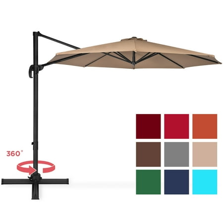 Best Choice Products 10-foot 360-Degree Rotating Aluminum Polyester Cantilever Offset Market Patio Umbrella Shade w/ Easy Tilt and Smooth Gliding Handle, (Best Scope On The Market)