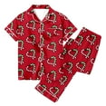 thumbnail image 6 of Womens Christmas Pajamas Set Satin Loungewear Short Sleeve Button Down Shirts Casual Pants Two Piece Outfits Cozy Sleepwear Nightwear Red XXL, 6 of 6
