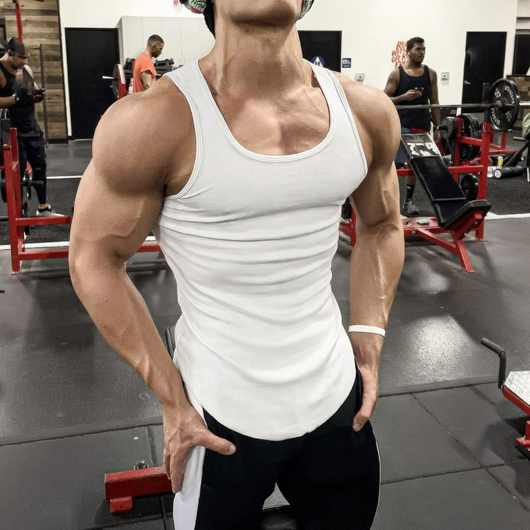 PMUYBHF Shirt for Mens Fashion Long Sleeve Men's Gym Bodybuilding Stringer  Tank Top Workout Muscle Cut Shirt Fitness Sleeveless Vest Tank Top Men  Sweatshirts 3X 