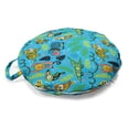 thumbnail image 1 of Animal Round Floor Cushion with Handle, Colorful Pattern of Various Jungle Animals in a Tropic Setting, Decorative Pillow for Living Room & Dorms, 18" Round, Deep Sky Blue Multicolor, by Ambesonne, 1 of 4