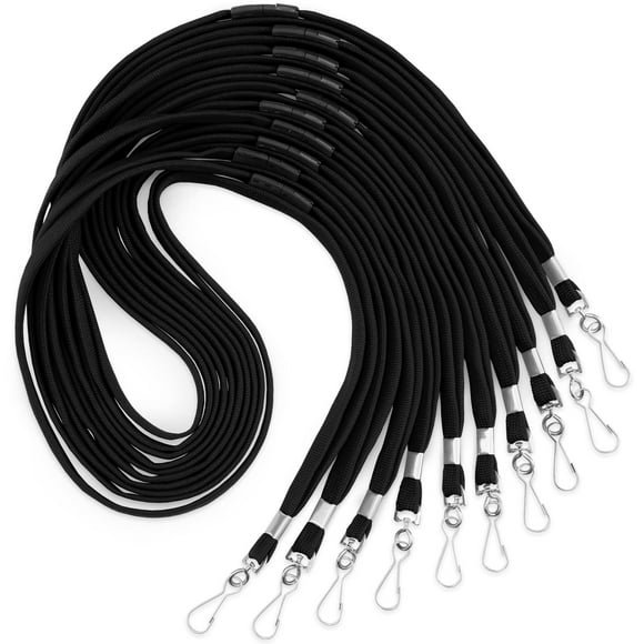 Mifflin-USA Flat Breakaway Safety Lanyard for ID Badges (Black, 36 Inch, 100 Pack), Soft Woven Neck Line