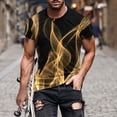 thumbnail image 1 of Qertyioot Homme en Lin de Coton Été Col Rond Imprimé Casual Manches Courtes Col Rond Top/chemise, 1 of 5