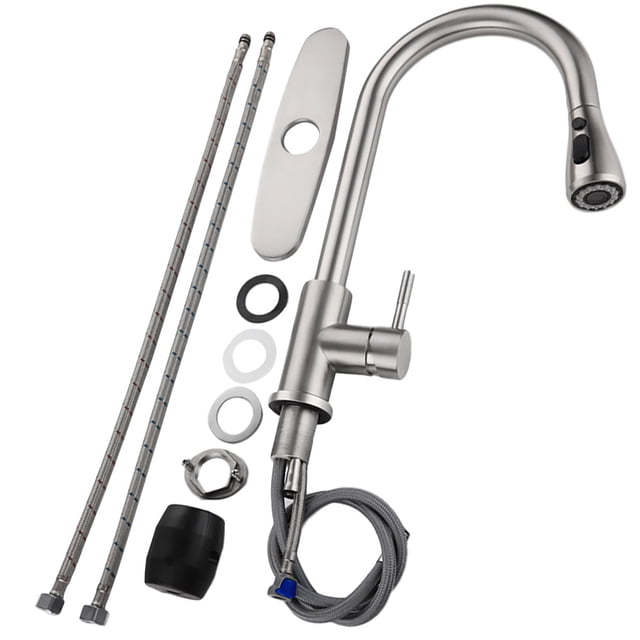 Grifo de fregadero de cocina Grifo de agua telescópico extraíble con caño giratorio de acero inoxidable Methold LF0185-00B