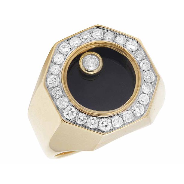 Jewelry Unlimited Men's Black Onyx Floating Genuine Diamond 10K