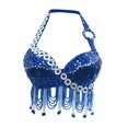 thumbnail image 4 of Moda para mujer Halter Top Lentejuelas con Flecos acolchado Ropa de danza del vientre , Yinane Sujetador de traje de baile, 4 of 8