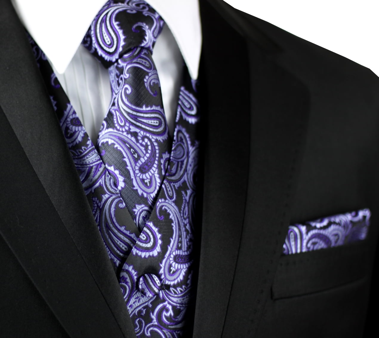 New formal Men's plaid Tuxedo Vest_2.5" Skinny Slim Necktie Purple wedding prom 