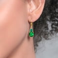 thumbnail image 3 of Gem Stone King 18K Yellow Gold Plated Silver Green Nano Emerald Dangle Earrings for Women (4.94 Cttw, Gemstone May Birthstone, Oval 10X8MM, Trillion 5MM), 3 of 4