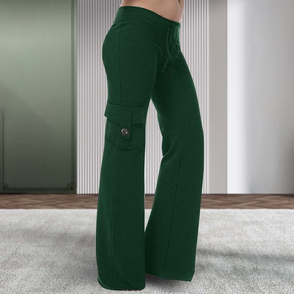 GJSYRH Cargo Pants Women Baggy Wide Leg Yoga Pants Stretchy Bootcut Flare Trousers High Waisted Loose Casual Sweatpants