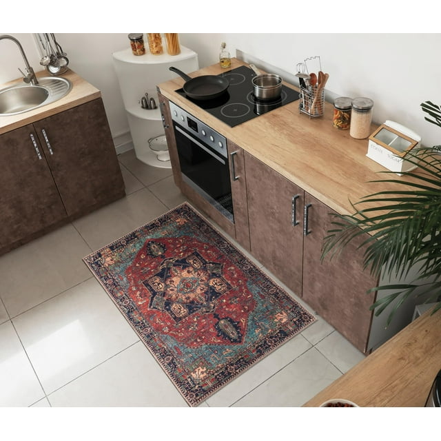 Alfombra Keen Home Design vintage marroquí de 60 x 90 cm, lavable