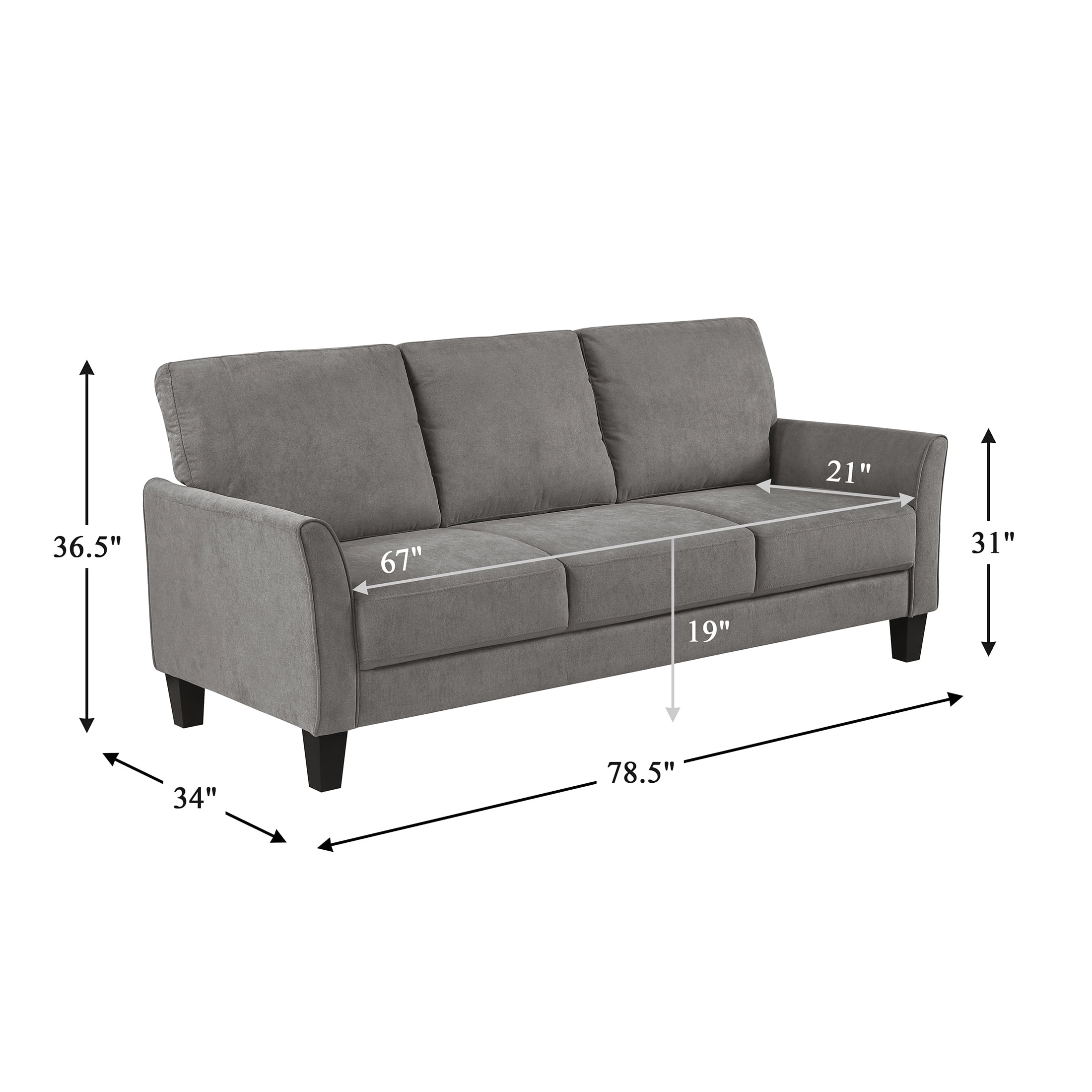 OakvillePark Islewyn Textured Fabric Sofa, Brownish Gray