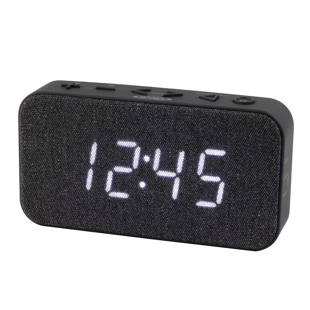 Jensen Digital Dual Alarm Clock FM Radio with Large LED Diplay and USB