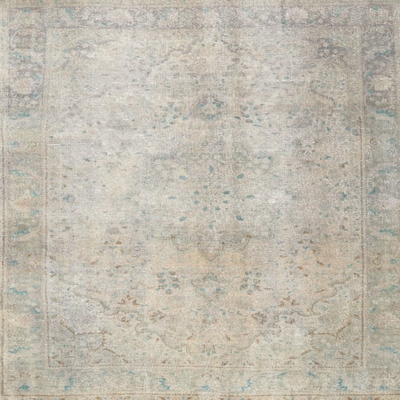 Ahgly Company Indoor Square Traditional Sage Green Persian Area Rugs, 4' Square